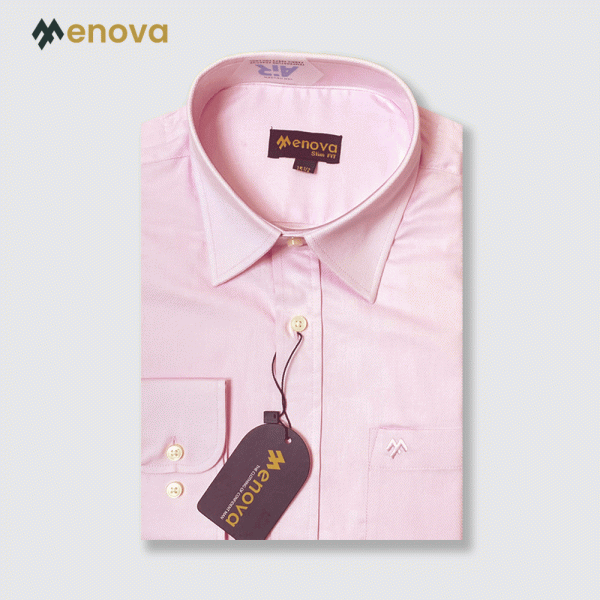 Menova 100% Cotton Light Pink Jacquard Slim Fit Shirt (084)