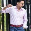 Menova 100% cotton pink plaid stripe Slim Fit Shirt (074)