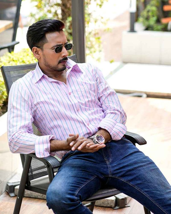 Alternative view of Menova 100% cotton pink plaid stripe Slim Fit Shirt (074)