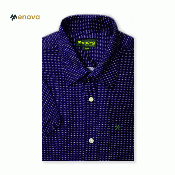 Menova 100% cotton Navy Star Print Short Sleeve Shirt with pocket (110)