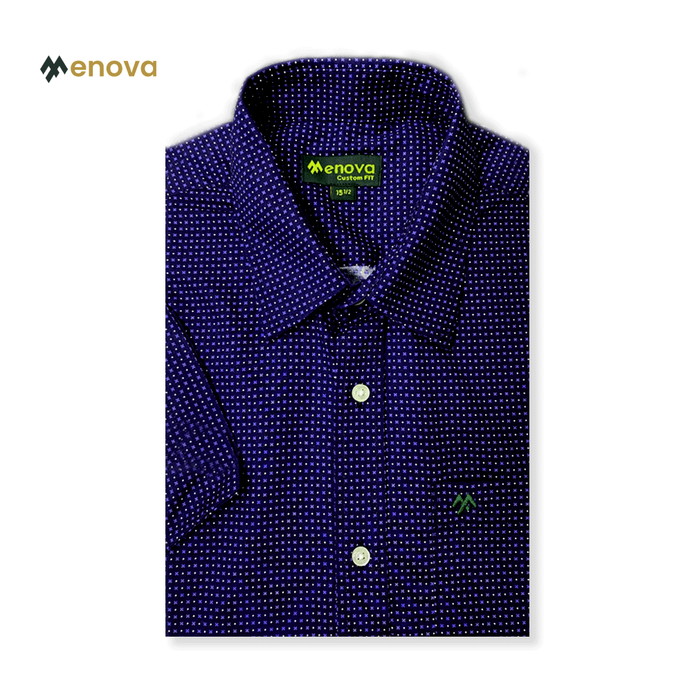Menova 100% cotton Navy Star Print Short Sleeve Shirt with pocket (110)
