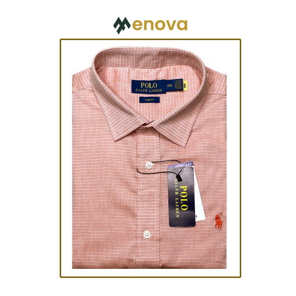 Polo Ralph Lauren Slim Fit Formal Shirt for Men – Brick Red | 100% Cotton | No Pocket | Code 123