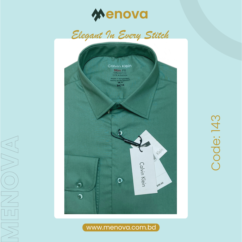 "CK Men's Slim-Fit Formal Shirt - 100% Cotton Poplin, Hunter Green, No Pocket (143)