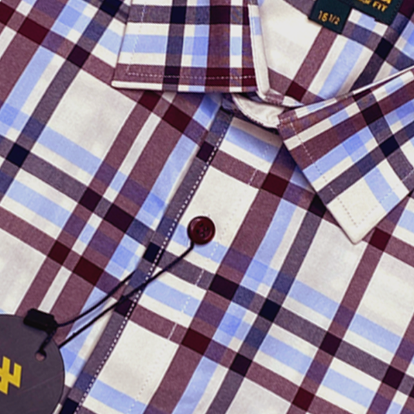 Alternative view of Menova 100% Cotton Regular Fit Brown Off White Plaid Check Formal Shirt With Pocket (161)