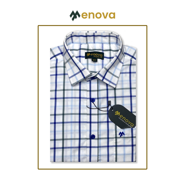 Menova 100% Cotton Regular Fit Plaid Check Formal Shirt With Pocket (162)