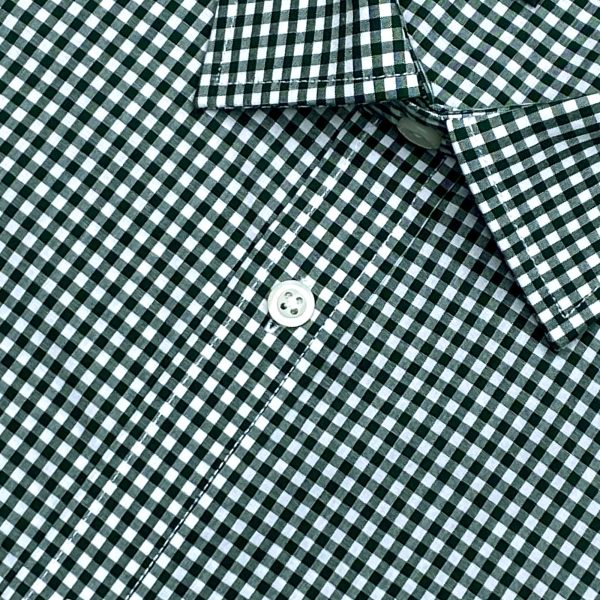 Alternative view of Menova Modern Fit 100% Cotton Green Gingham Shirt – Long Sleeve with Chest Pocket I Code: 164