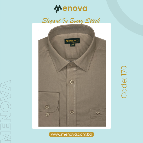 Men’s Beige Solid Poplin Formal Shirt – 100% Cotton, Regular Fit with Chest Pocket | Code: 170