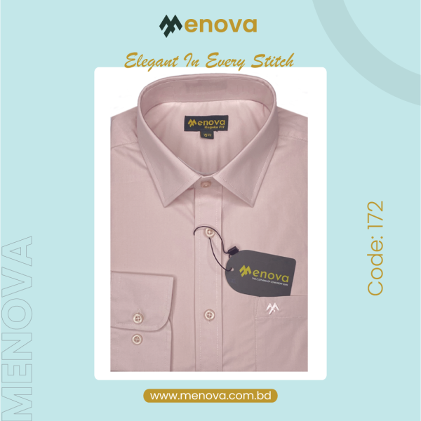 Menova Regular Fit Men’s Shirt in Antique Pink – Solid Poplin, 100% Cotton, Chest Pocket, Code: 172
