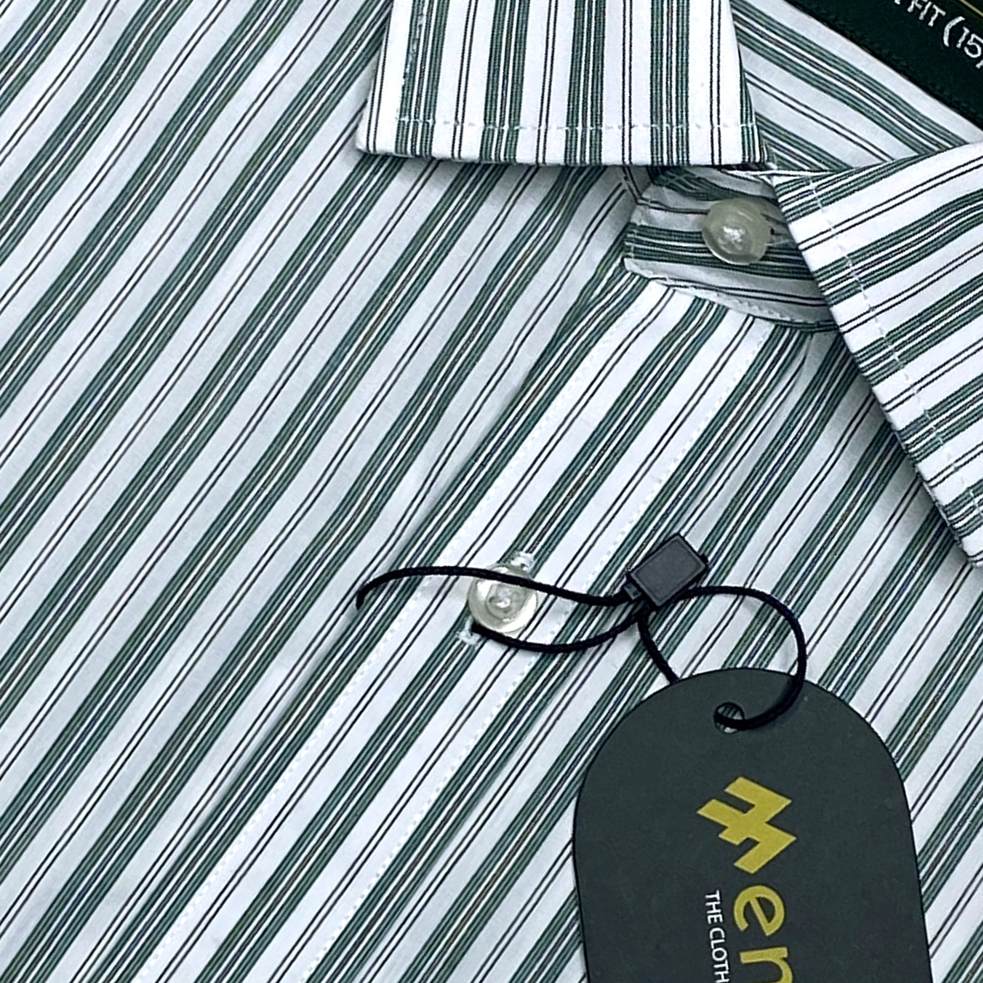 Menova Custom Fit Green & White Stripe Formal Shirt for Men – Premium Cotton with Chest Pocket – Code: 175 - Image 2