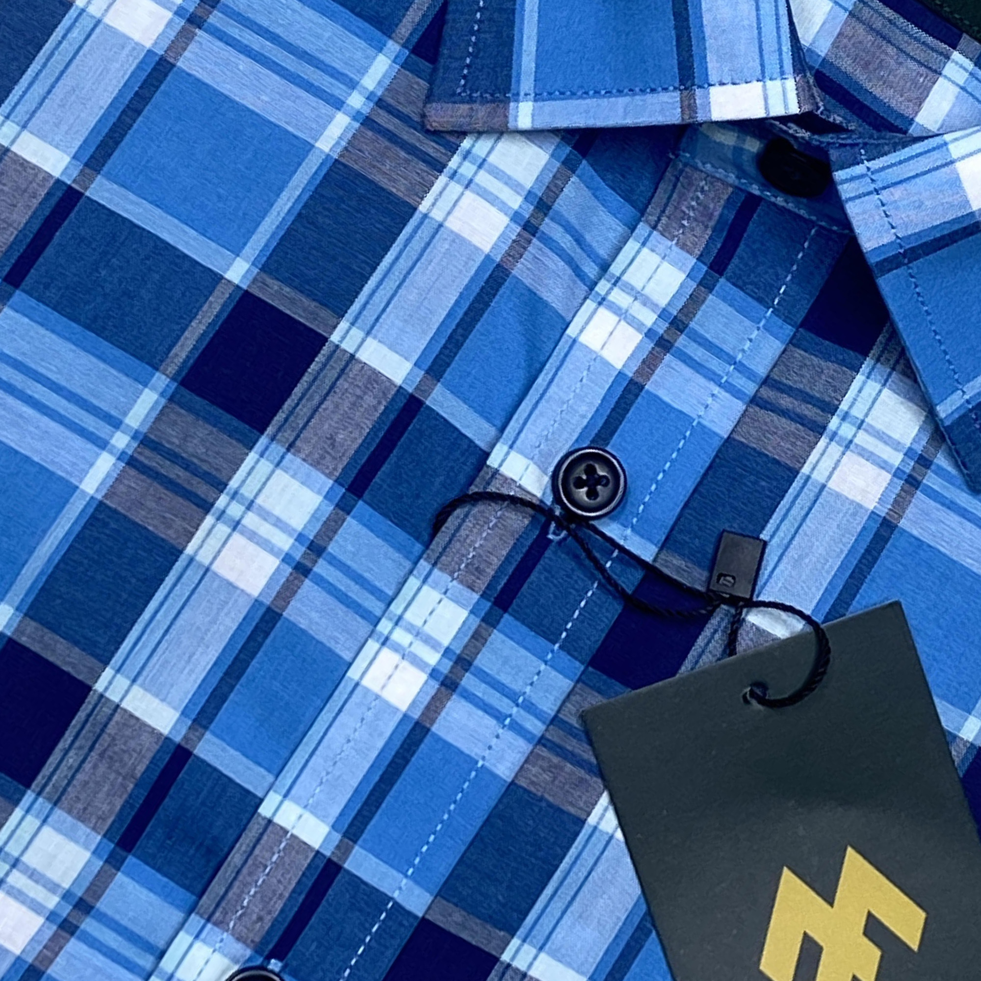 Menova Regular Fit 100% Cotton Blue Check Casual Shirt With Chest Pocket– Code 178 - Image 2