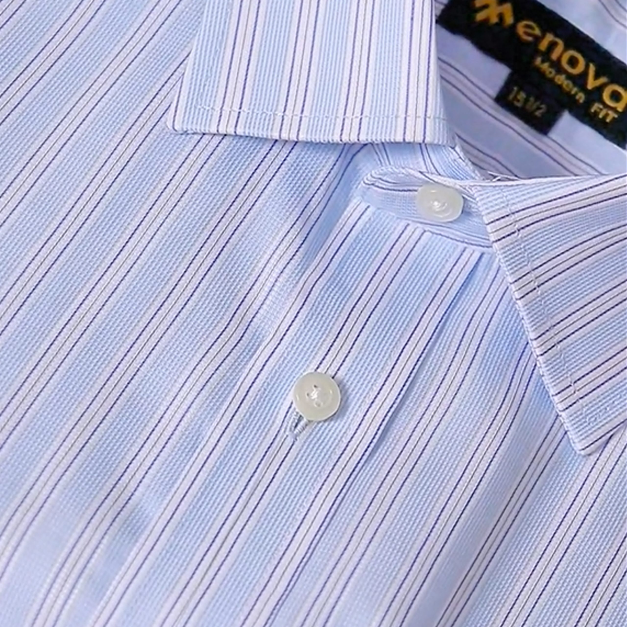 Menova 100% Cotton Sky white Fancy Stripe Modern Fit Formal Shirt With Pocket-186 - Image 2