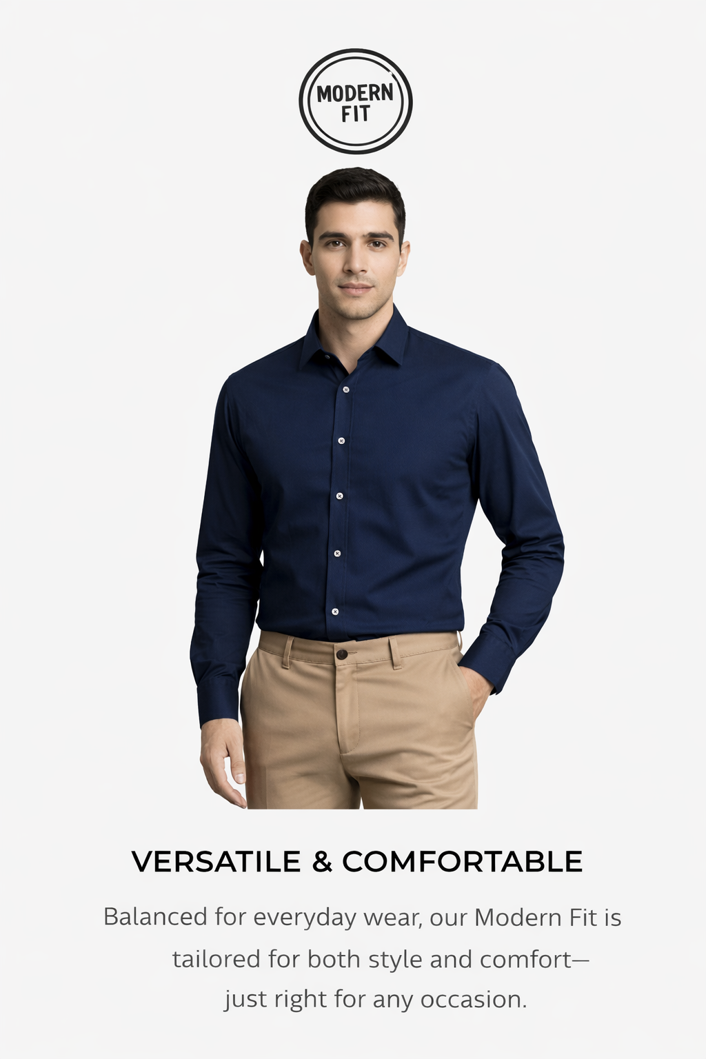 Menova modern fit navy formal shirt for men with balanced tailored comfort and smart everyday style