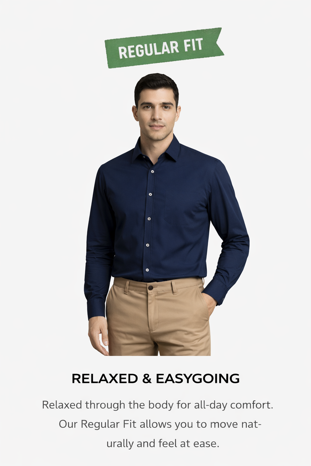 Menova regular fit navy formal shirt for men with relaxed comfortable fit and classic everyday style