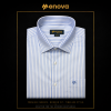 Menova White & Sky Blue Striped Premium Formal Shirt - 100% Cotton