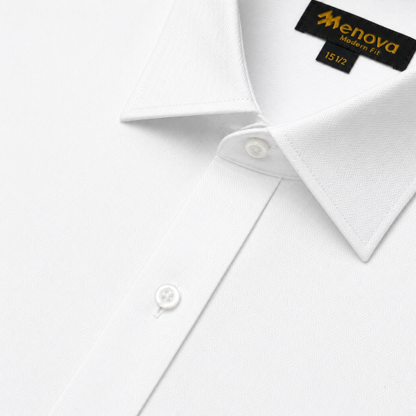 White Herringbone Premium Formal Shirt