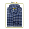 Menova Navy & Grey Gingham Casual Shirt - 100% Cotton