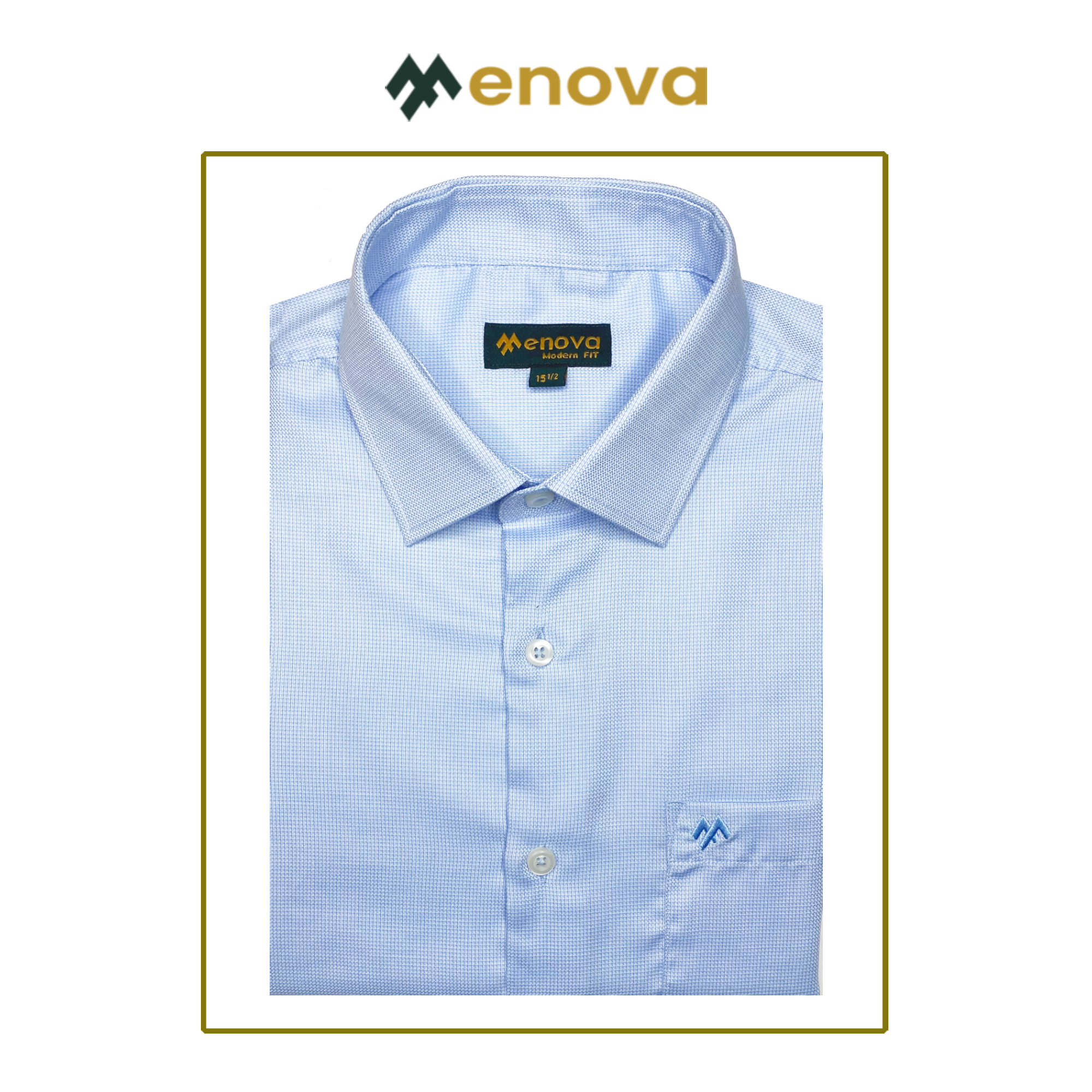 Menova Sky Blue Jacquard Premiun Formal Shirt - Code 203