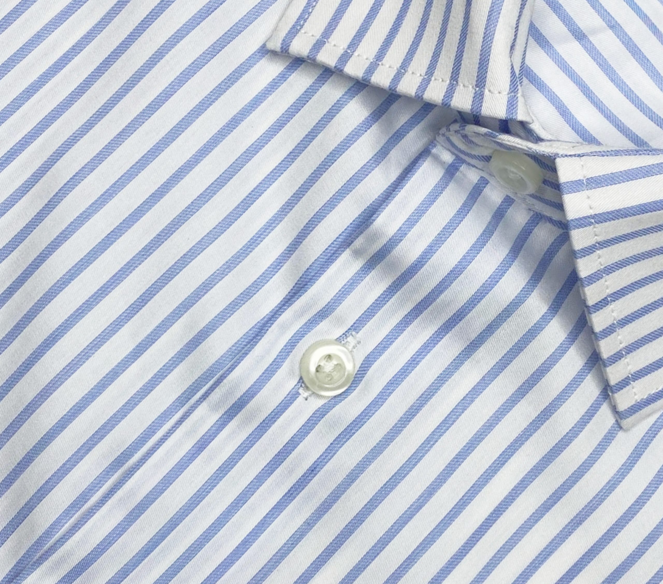Menova White & Sky Blue Striped Premium Formal Shirt - 100% Cotton - Code - 198 - Image 2