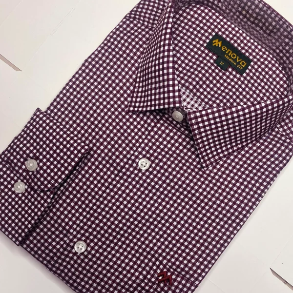 Maroon & White Premium Check Formal Shirt