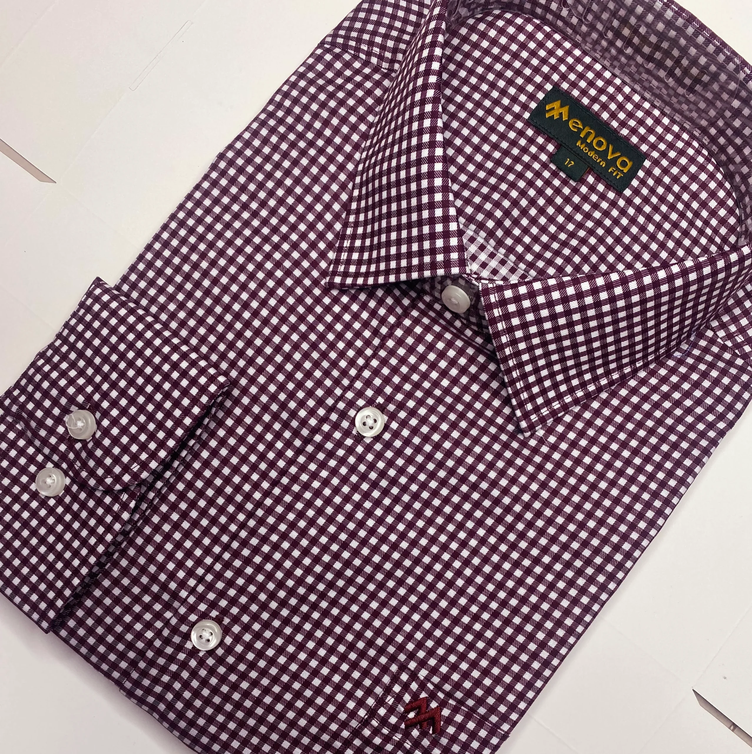 Maroon & White Premium Check Formal Shirt