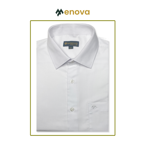 Menova White Herringbone Premium Formal Shirt