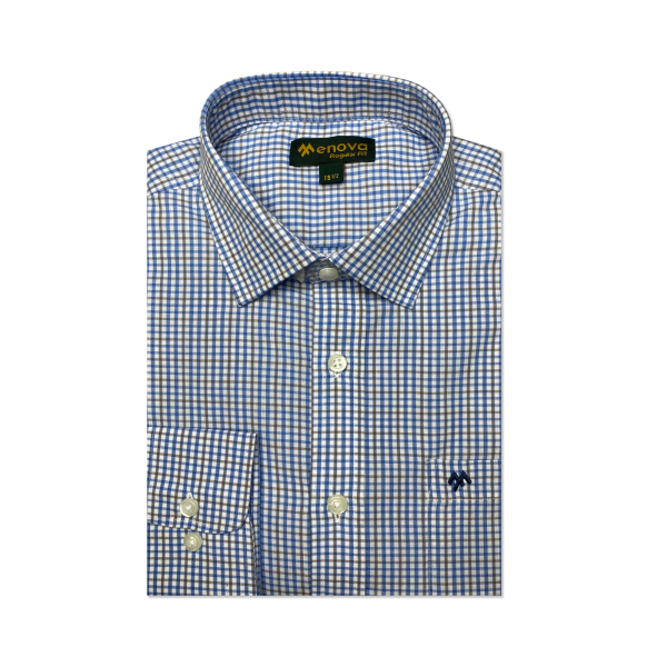 Navy White Gingham Formal Shirt