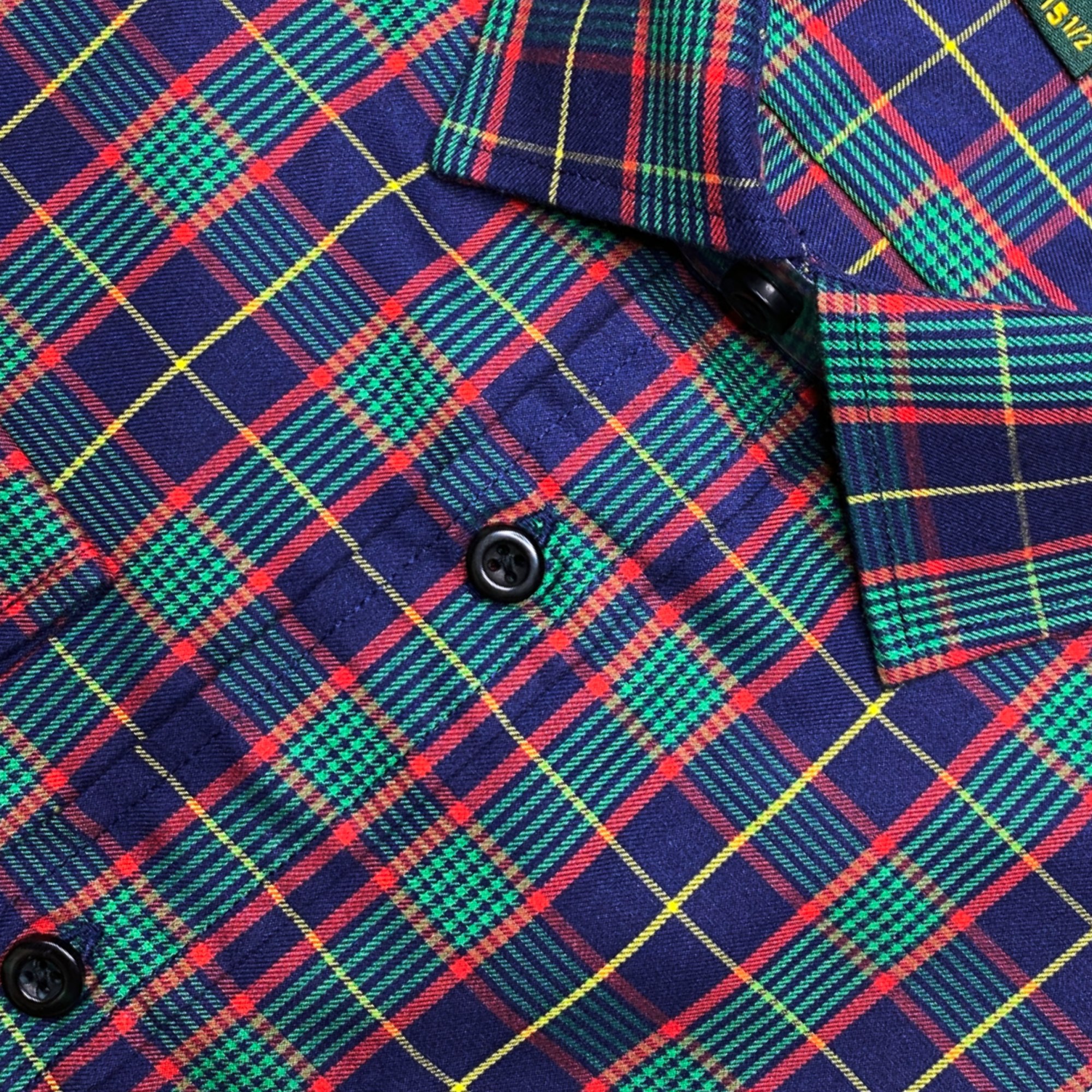Red Navy Green Tartan Check Casual Shirt