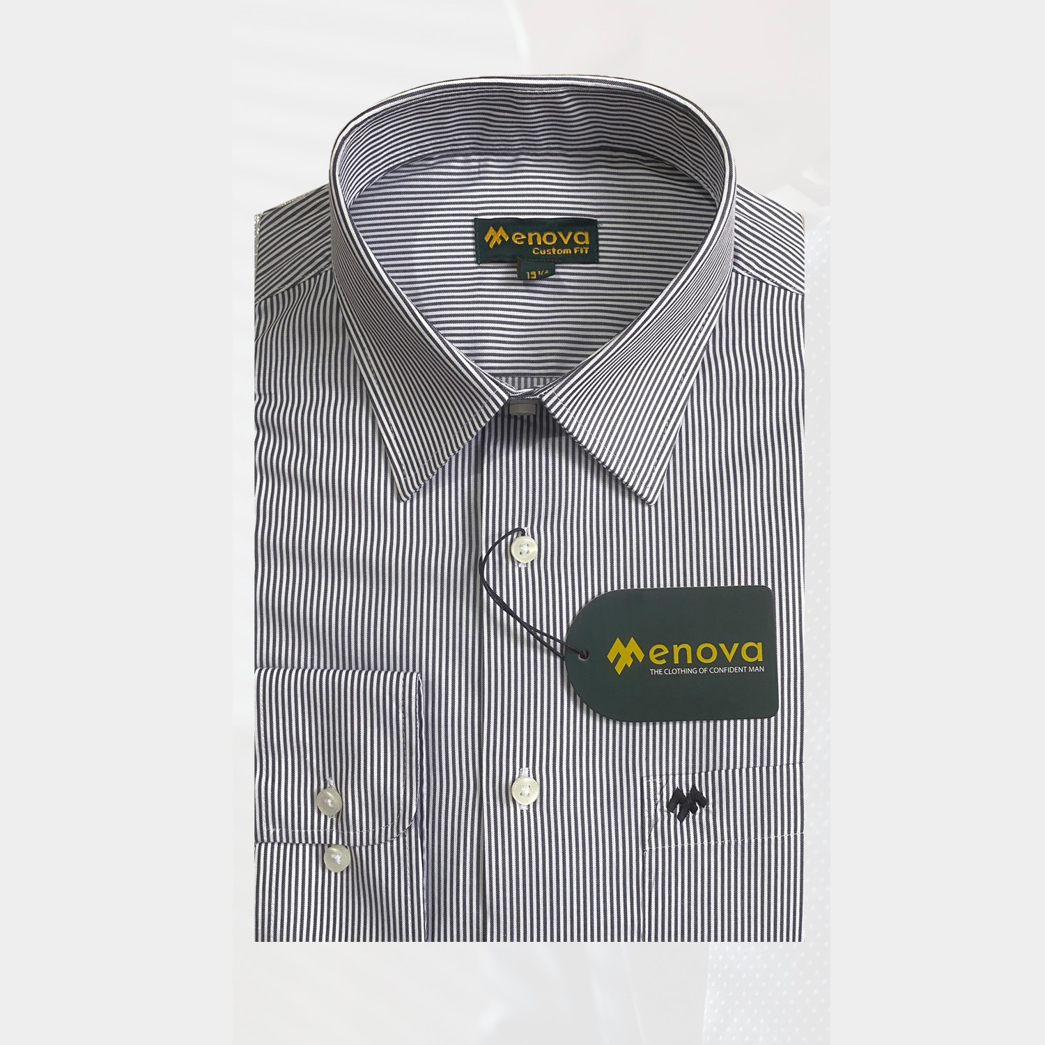 Menova 100% Cotton Black Stripe Modern Fit Formal Shirt | Code 034