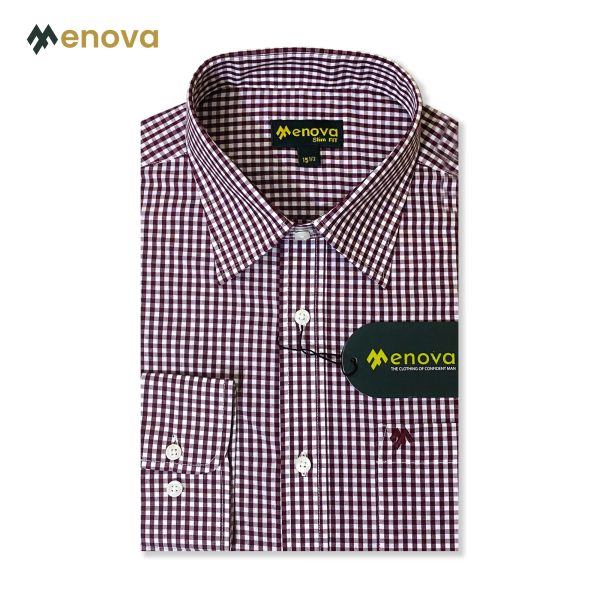 Maroon White Check Casual Shirt
