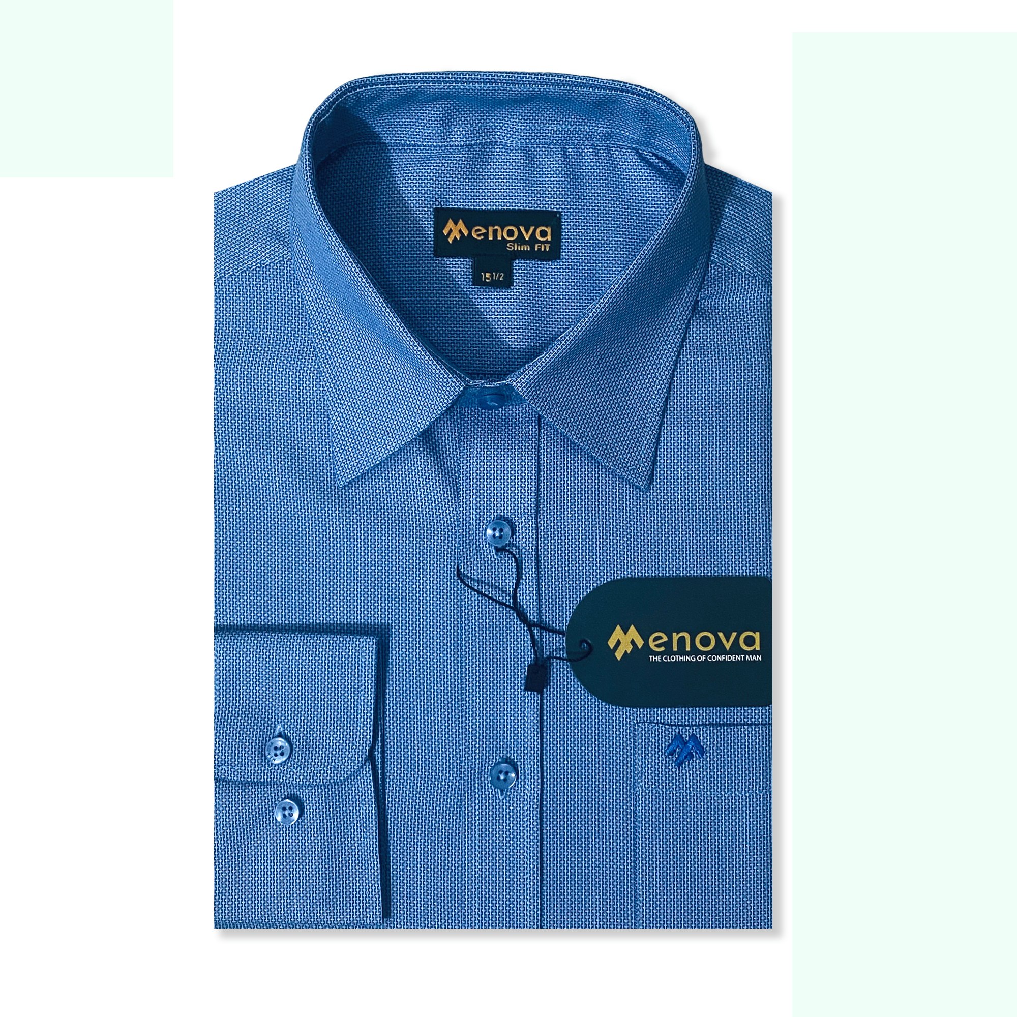 Royal Blue Jacquard Slim Fit Formal Shirt