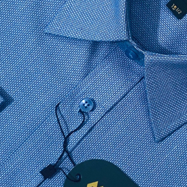 Alternative view of Menova 100% Cotton Royal Blue Jacquard Slim Fit Formal Shirt | Code 056