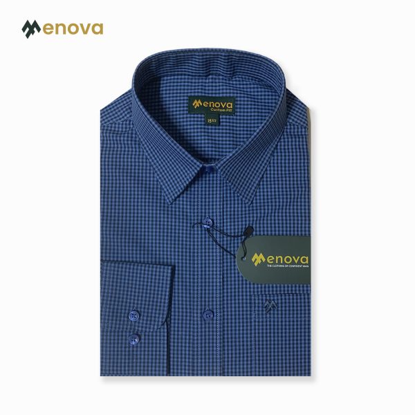 Navy Gingham Modern Fit Casual Shirt