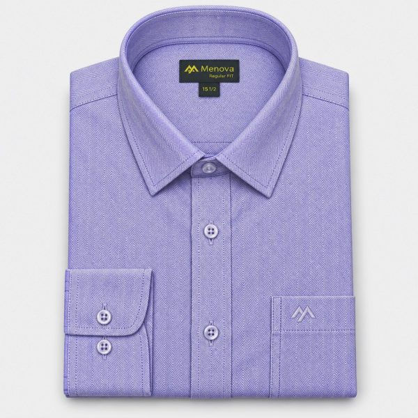 Light Navy Herringbone Formal Shirt