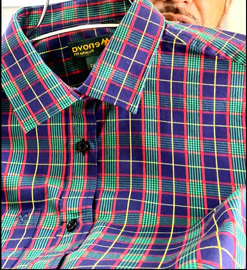 Red Navy Green Tartan Check Casual Shirt