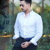 Menova 100% Cotton Slim Fit White Jacquard Premium Formal Shirt Code 059